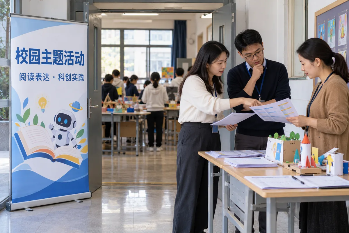 校园主题活动的对接与准备场景