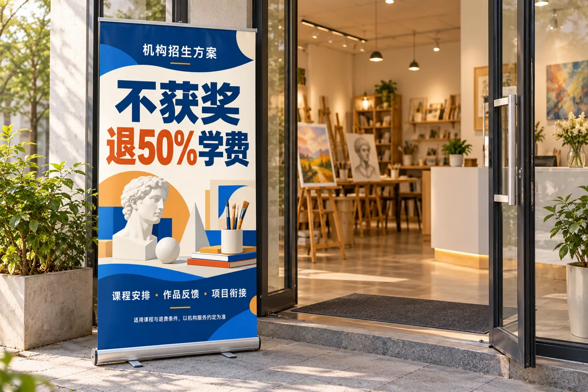 机构门口招生宣传画面